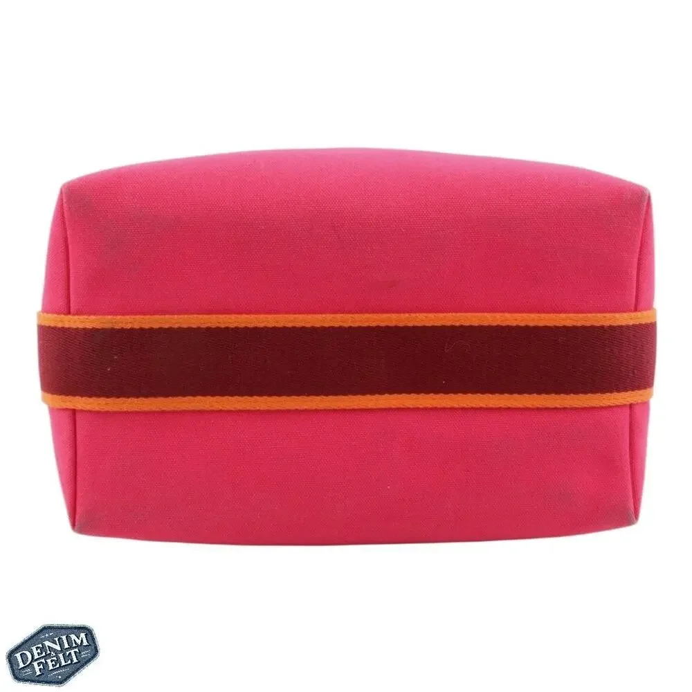 Hermès Hibiscus Pink Canvas Toile Bride-A-Brac Small‎ Travel Case/Vanity Bag